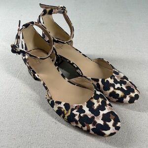 Cabi Heels Womens 9 Leopard Print Chic Ankle Strap Pumps Block D'Orsay